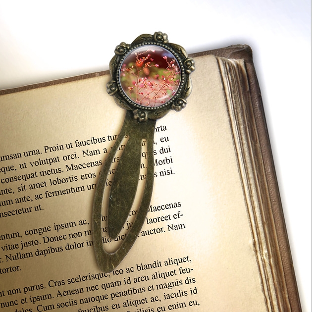 Image of Pakamera Zakładka do książki - Lato, kwiaty - klips, brąz