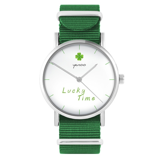 Image of Pakamera Zegarek - Lucky time - zielony, nylonowy