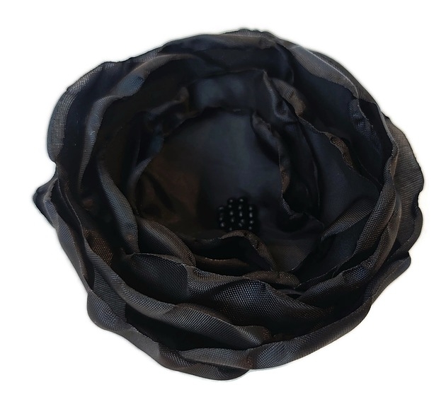 Image of Duża czarna broszka kwiatek kwiat 12cm