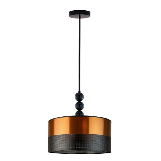 Image of Pakamera Designerska lampa sufitowa z kulkami SALAMANCA z czarno-miedzianym kloszem