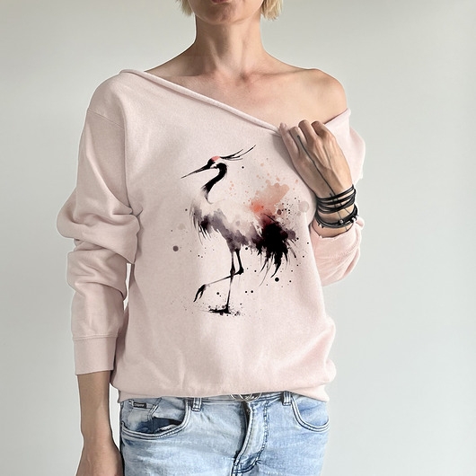 Image of Pakamera Żuraw różowy, bluza cięta Ciepły róż