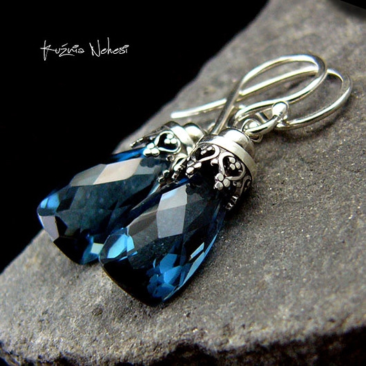 Image of Pakamera Kolczyki Bali Bali - Kwarc London Blue Srebro