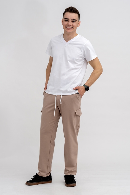Image of Pakamera T-shirt męski do V biały