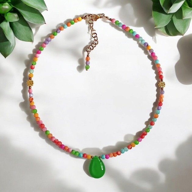 Image of Pakamera Choker : summer collection :: kolorowa muszla, jadeit