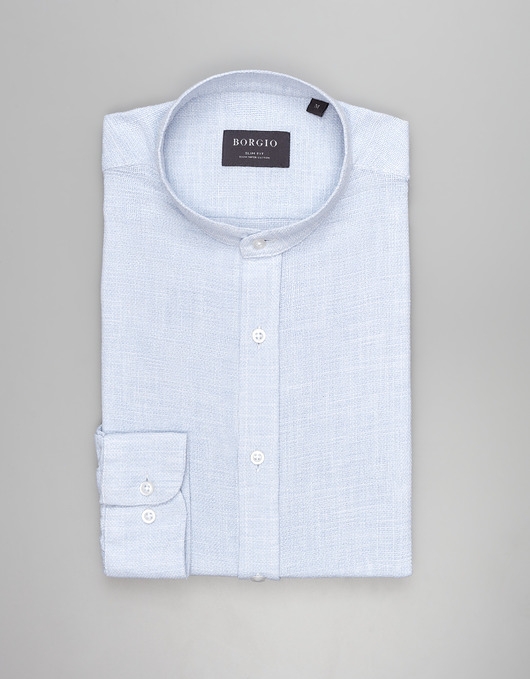 Image of Pakamera Koszula limido ze stójką 00561 długi rękaw błękit slim fit