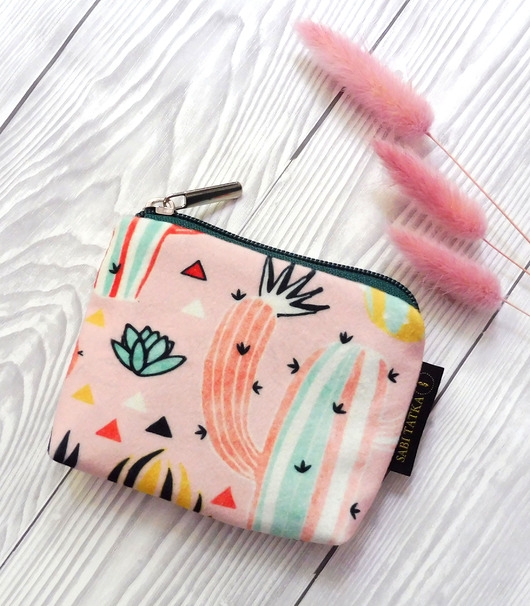 Image of Pakamera Portfel card holder z weluru Kaktusy