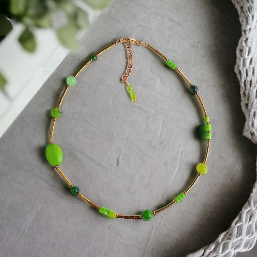 Image of Pakamera Naszyjnik GREEN :: choker :: summer collection - ZIELONY NASZYJNIK
