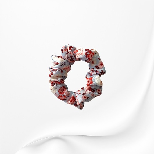 Image of Pakamera Jedwabna scrunchie gumka frotka mini kwiatki