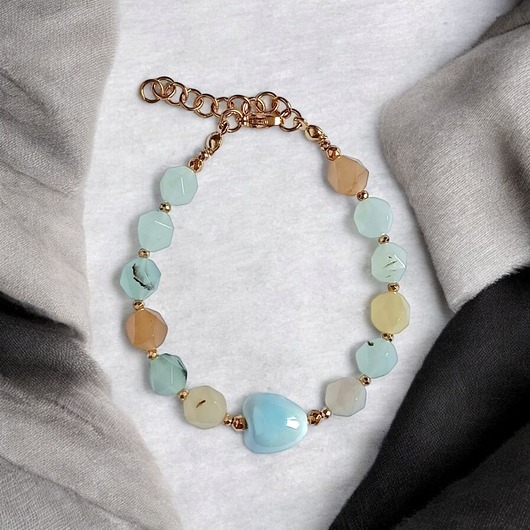 Image of Pakamera Bransoletka : SPRING collection: JADEIT i ceramiczne serduszko III