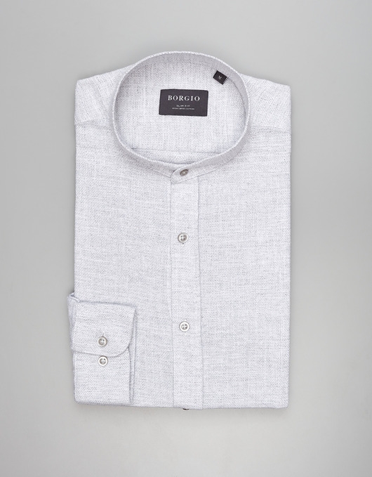 Image of Pakamera Koszula limido ze stójką 00560 długi rękaw szary slim fit