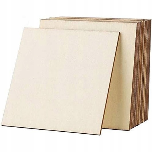 Image of Pakamera Kwadraty ze sklejki 100SZT Drewniane kwadraty Scrapki kwadrat Baza 5x5cm