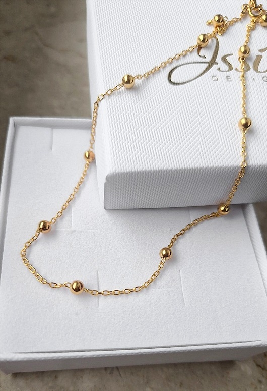 Image of Pakamera Złoty choker z kulkami - naszyjnik srebro złocone 24K