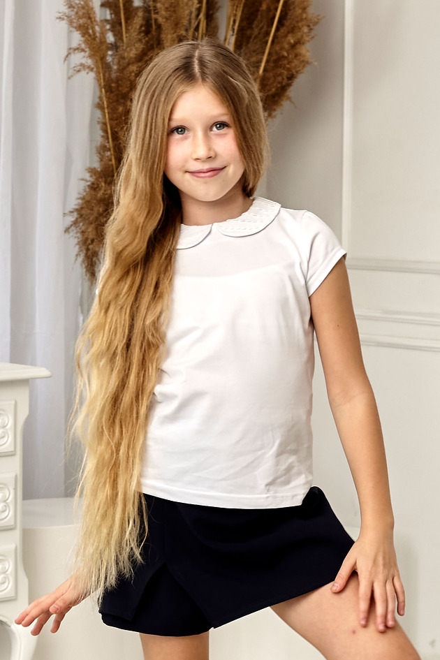 Image of Pakamera Biała bluzka z falbanką i krótkim rękawem Madison