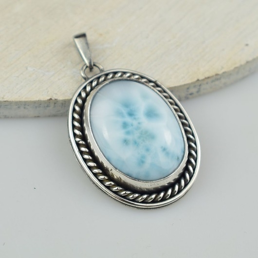 Image of Larimar retro - srebrny wisior