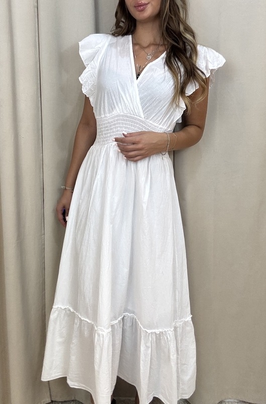 Image of Pakamera Bawełniana sukienka midi Bianco
