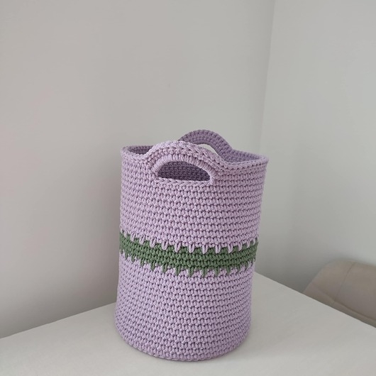 Image of Pakamera Kosz szydełkowy ze sznurka bawełnianego 30cmx40cm