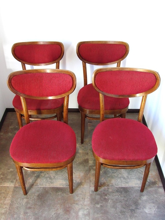 Image of Pakamera Komplet 4 krzeseł typ Thonet , Polska lata 60