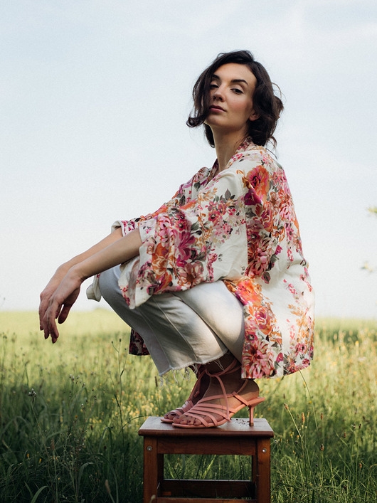 Image of Pakamera Kimono Flower Ecru SHORT