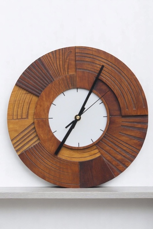 Image of Pakamera Zegar Drewniany ścienny - Duży 48cm - Cichy Mechanizm