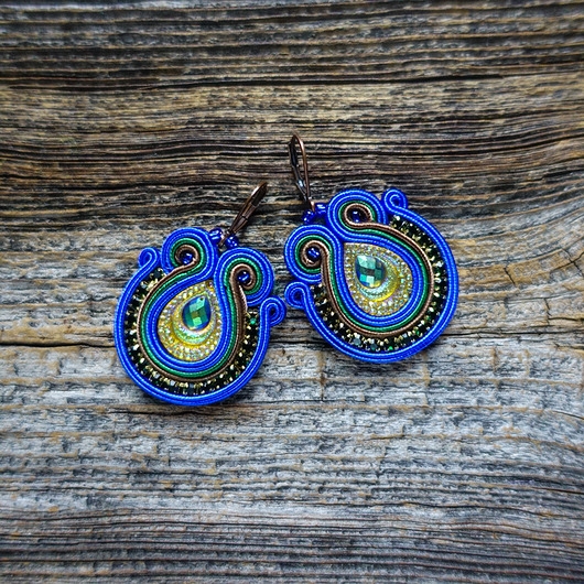 Image of Pakamera Peacock Eye-kolczyki soutache