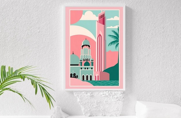 Image of Pakamera PLAKAT dekoracyjny pastelowy, Dubaj poster