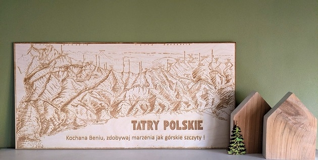 Image of Drewniana mapa Tatr z możliwością dedykacji, Tatry na prezent