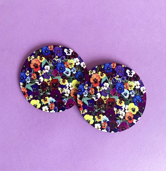 Image of Pakamera Podkładki pod kubek- Bratki - Pansy Garden- Ilustracje