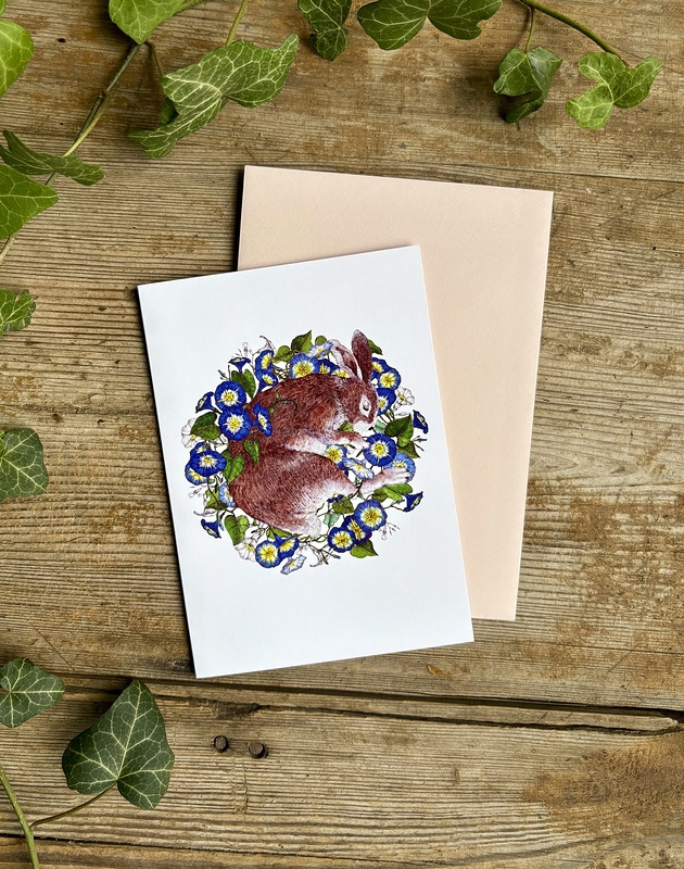 Image of Pakamera Śpiący królik- Kartka- grafika- ilustracja