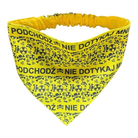 Image of Pakamera Bandana ostrzegawcza dla psa XL na gumce - NIE DOTYKAJ - żółta