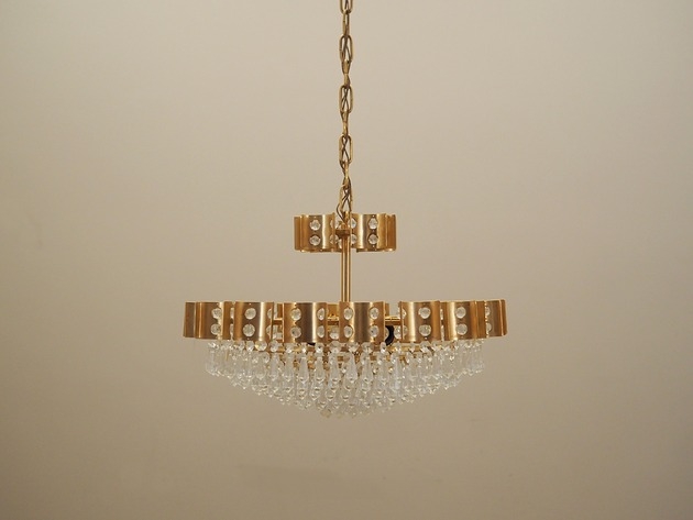 Image of Pakamera Żyrandol mosiężny, duński design, lata 70, produkcja: Dania