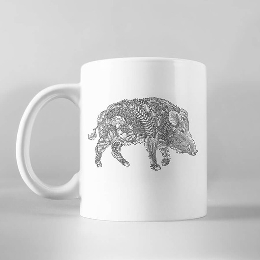 Image of Pakamera Kubek ceramiczny 330ml DZIK biały