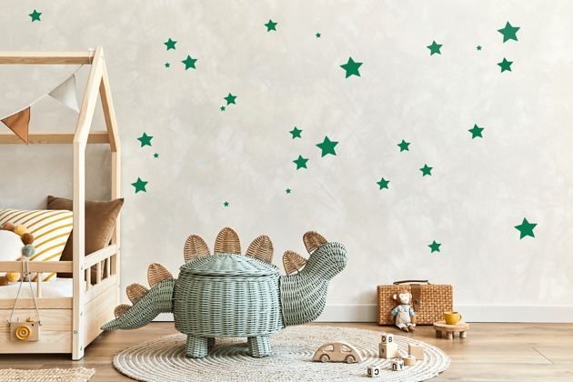 Image of Naklejki na ścianę do pokoju dziecka. Gwiazdki w kolorze zielonym