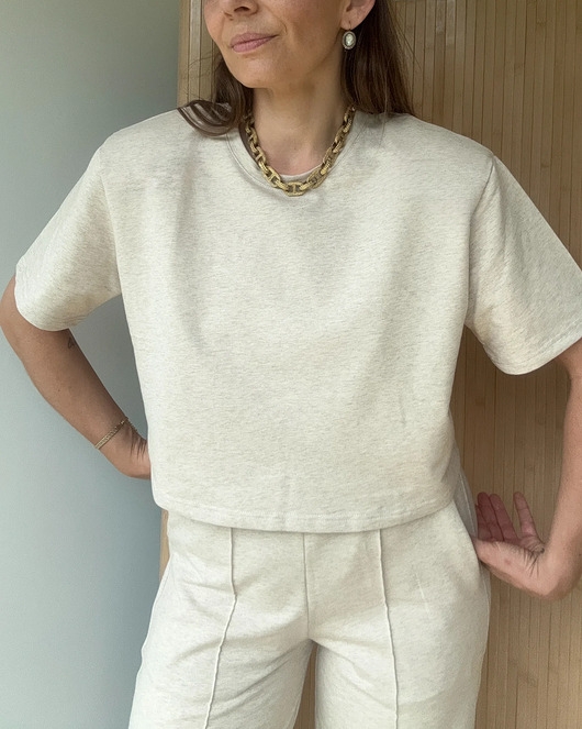 Image of Pakamera T-Shirt Move crop poduchy mocca melange