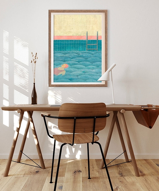 Image of Pakamera Dziewczyna w basenie - plakat 50x70 cm