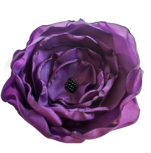 Image of Duża fioletowa broszka 12cm kwiat kwiatek