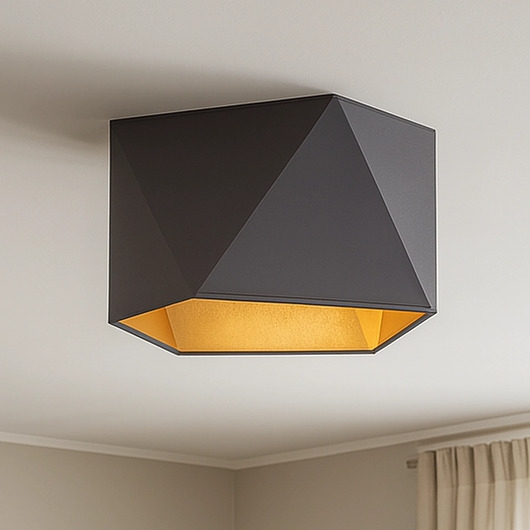 Image of Pakamera Szara plafoniera w geometrycznym kształcie KOLORADO GOLD ze złotym wnętrzem
