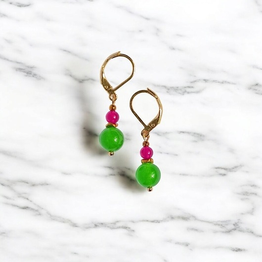 Image of Pakamera SUMMER COLLECTION : drobne kolczyki : kolorowy jadeit III
