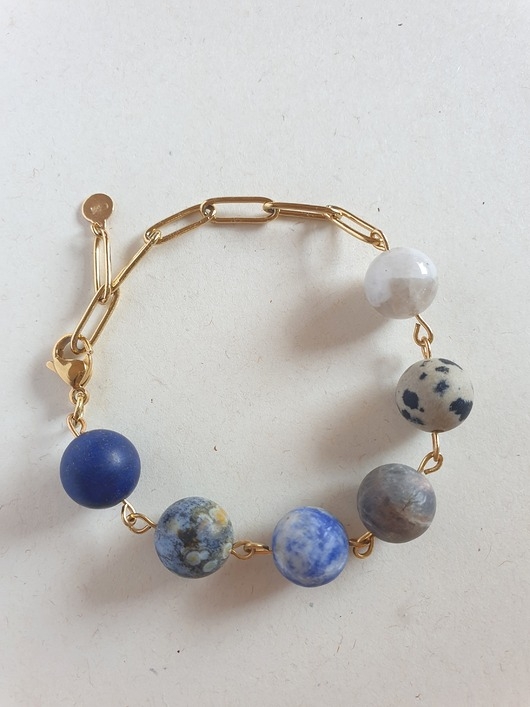 Image of Pakamera Bransoletka FANABERIA kulki, labradoryt, lapis lazuli, jaspis oceaniczny