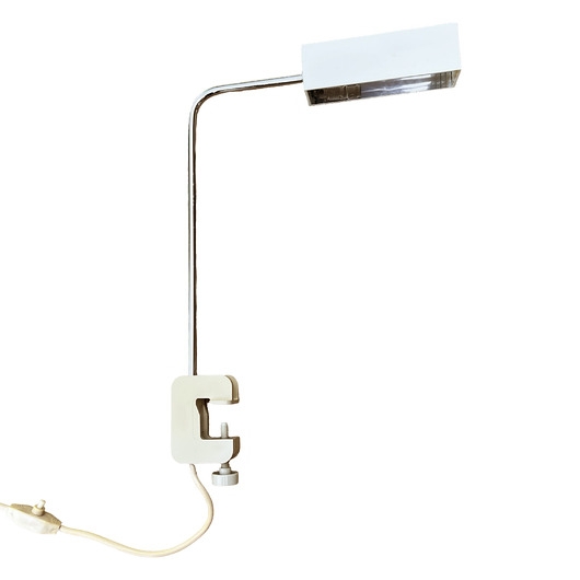 Image of Pakamera Chrom/szara lampa biurkowa/lampa zaciskowa Bremshey, Niemcy lata 70.