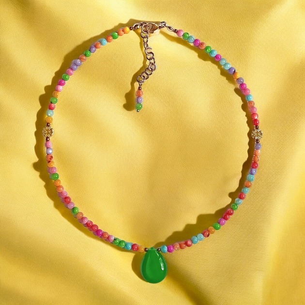 Image of Pakamera Choker : summer collection : kolorowa muszla, jadeit