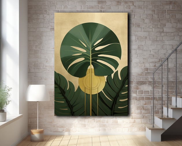 Image of Abstrakcyjna monstera - Obraz na płótnie - Druk, Blejtrama - Loft #70