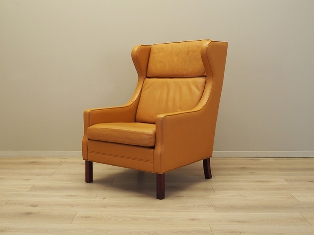 Image of Pakamera Fotel pomarańczowy, duński design, lata 70, produkcja: Dania