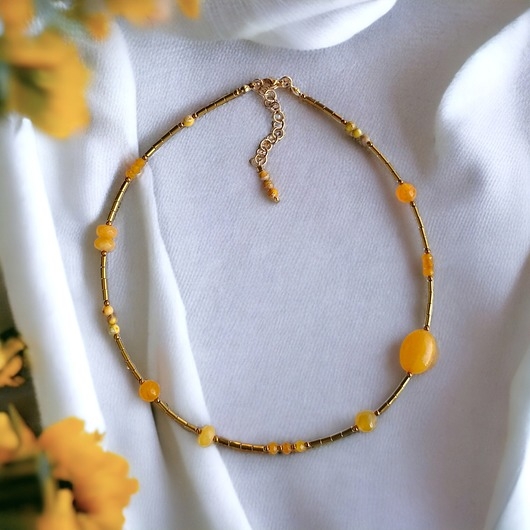 Image of Pakamera Naszyjnik YELLOW : choker : summer collection : ŻÓŁTY NASZYJNIK