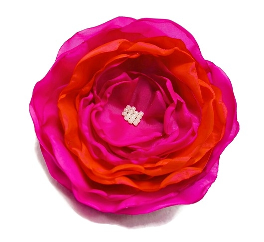 Image of Pakamera Broszka fuksja z czerwienią 10cm kwiat