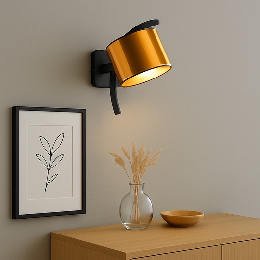 Image of Pakamera Czarno-miedziany kinkiet do salonu TEKSAS MIRROR w stylu loft