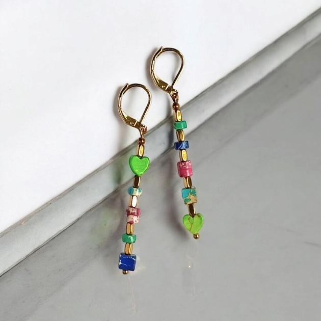 Image of Pakamera Kolczyki wakacyjne : jaspis cesarski :: multicolor II