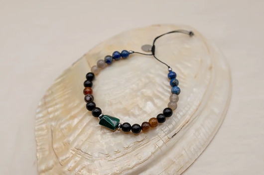 Image of Pakamera Bransoletka Męska Malachit Agat Lapis Lazuli