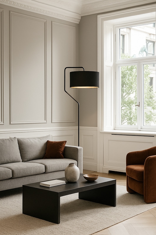 Image of Pakamera Designerska lampa stojąca do czytania TESALLIA VELUR w kolorze czarnym