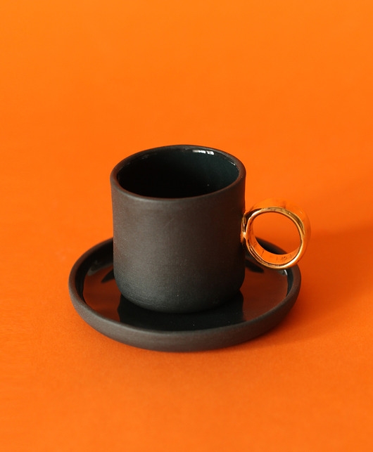 Image of Zestaw espresso z czarnej porcelany