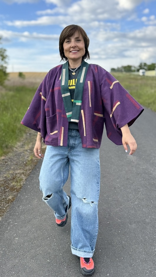 Image of Pakamera Żakardowe, bawełniane kimono